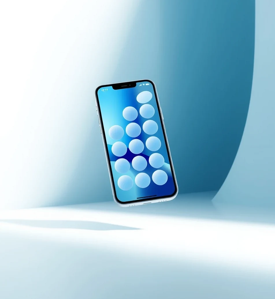 A phone showing a grid of app tiles, representing the app index